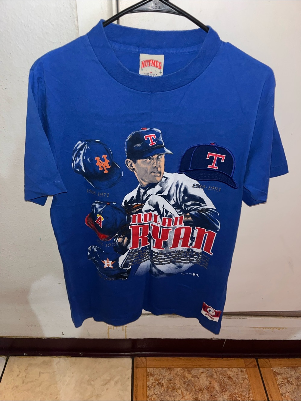 Vintage Texas Rangers Nutmeg Mills Nolan Ryan single stitch